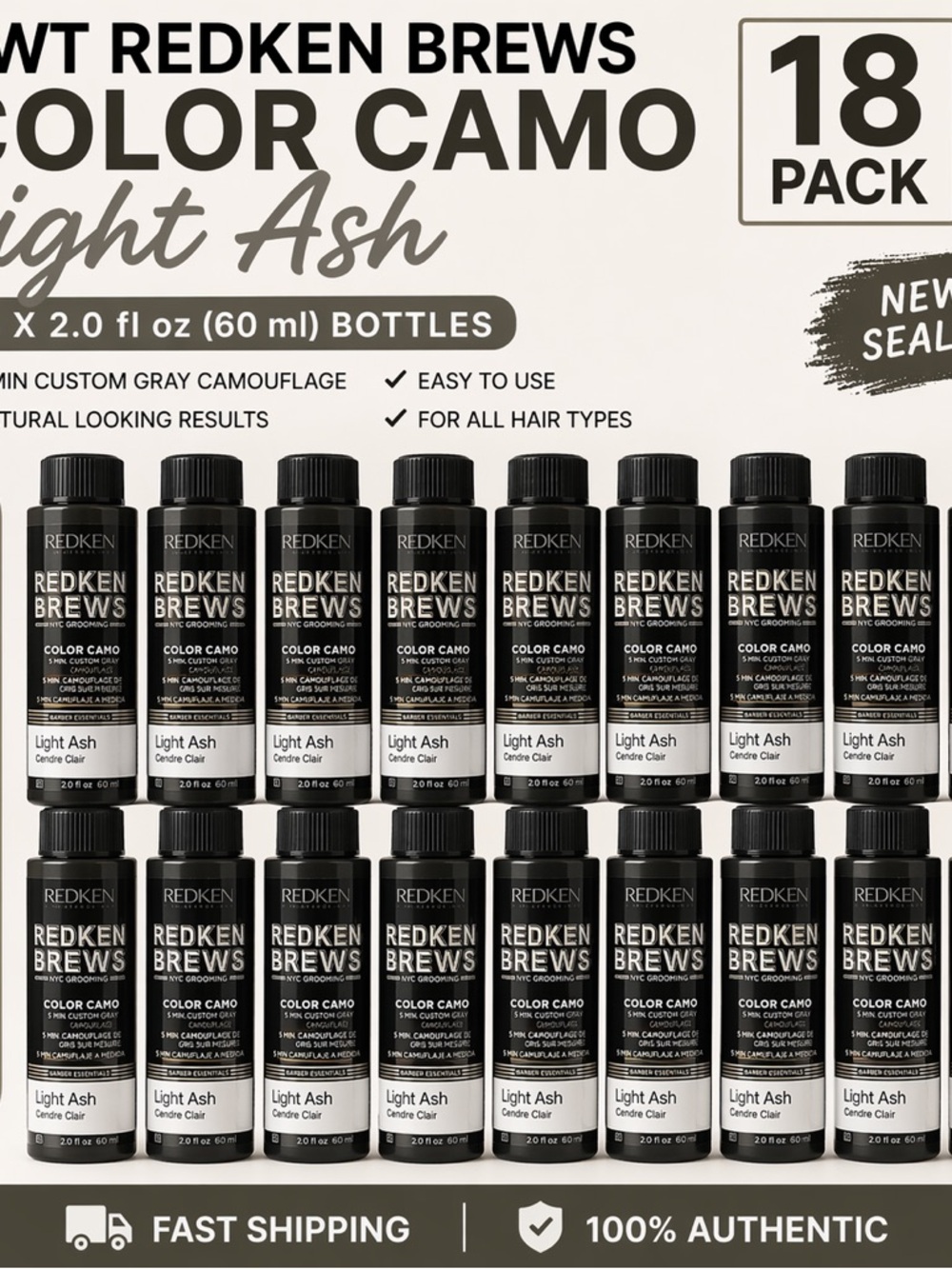 NWT Redken Brews Color Camo Light Ash 18 Pack | Bulk Deal | Salon Pro